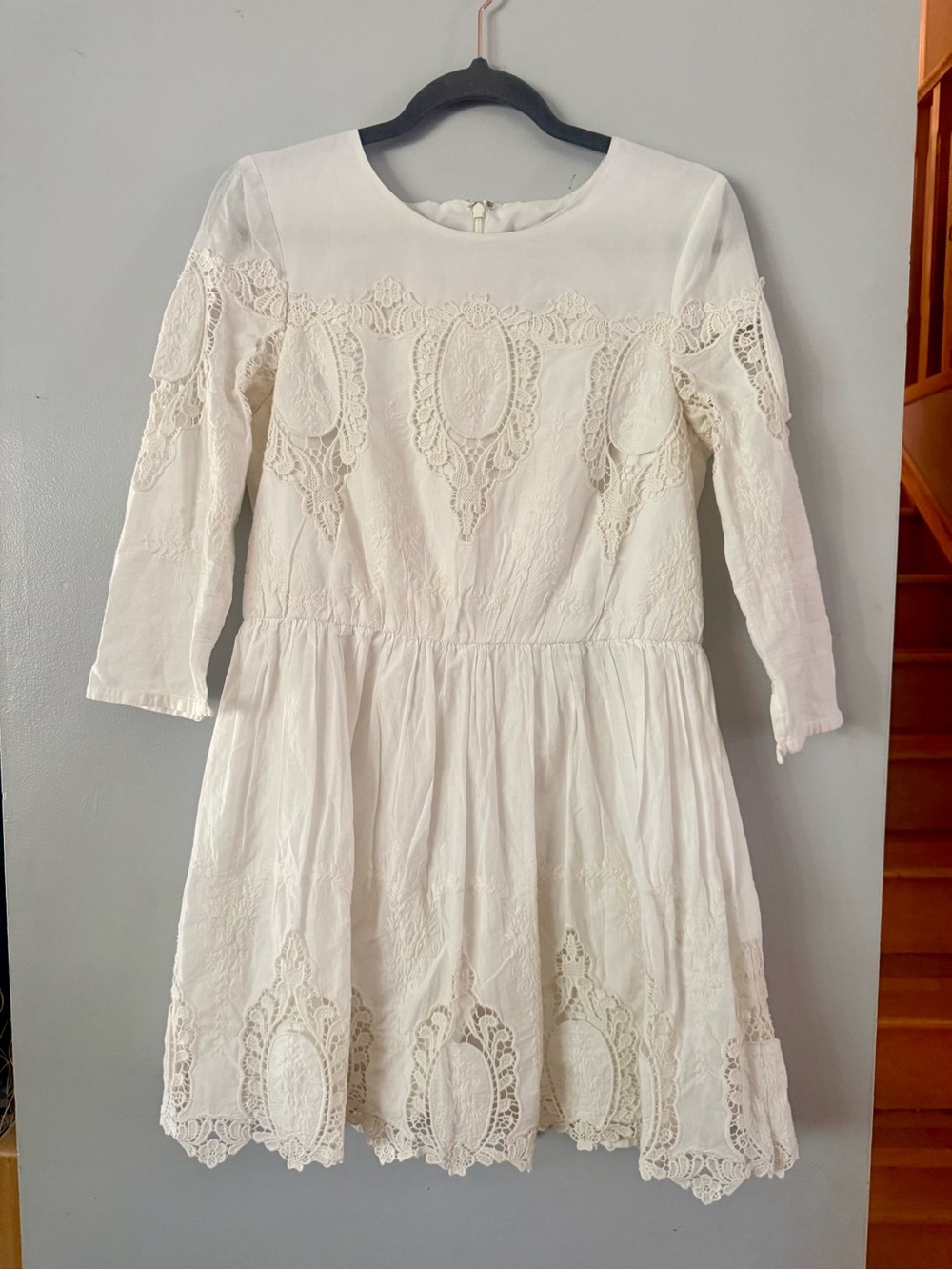Topshop White Lace Broderie Anglaise Mini Dress US 8